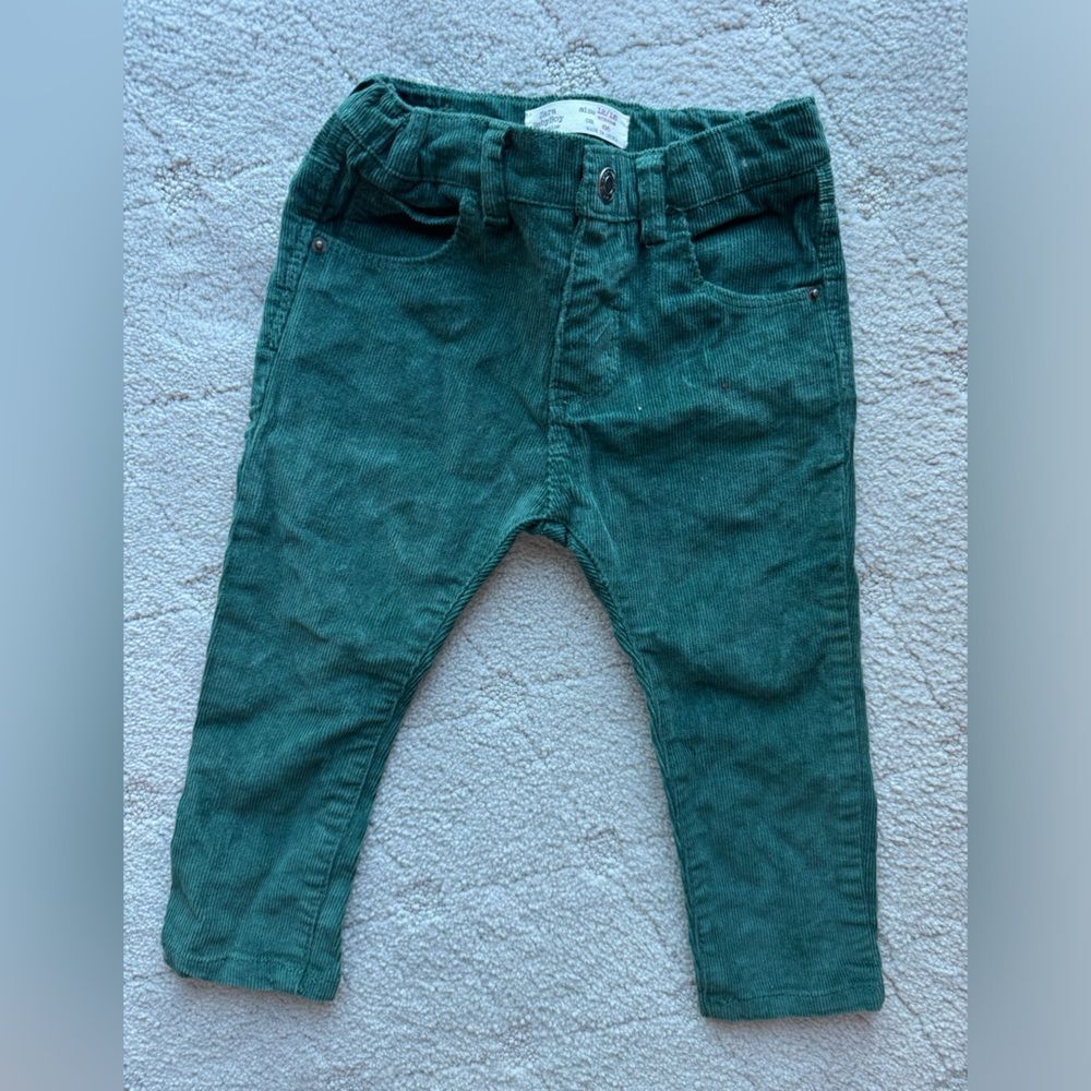 Zara baby boy corduroy pants adjustable waist snap button and pockets 12-18 mo
